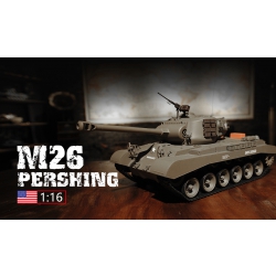 Czołg zdalnie sterowany ASG/IR/dźwięk/dym 1:16 U.S. Medium Tank M26 Pershing RTR 2.4Ghz - Heng Long 3838-1B (P)